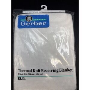 New Gerber Thermal Knit Receiving Blanket 100 % Cotton 30x40" USA White